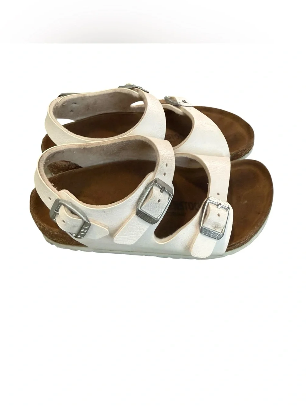 Birkenstock Kids Off-White Two-Strap Buckle Sandals.